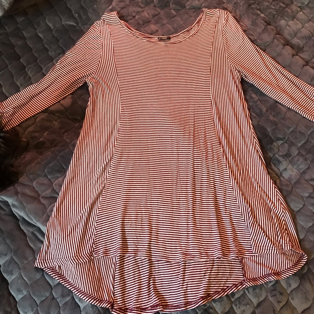 Maroon and white striped tunic